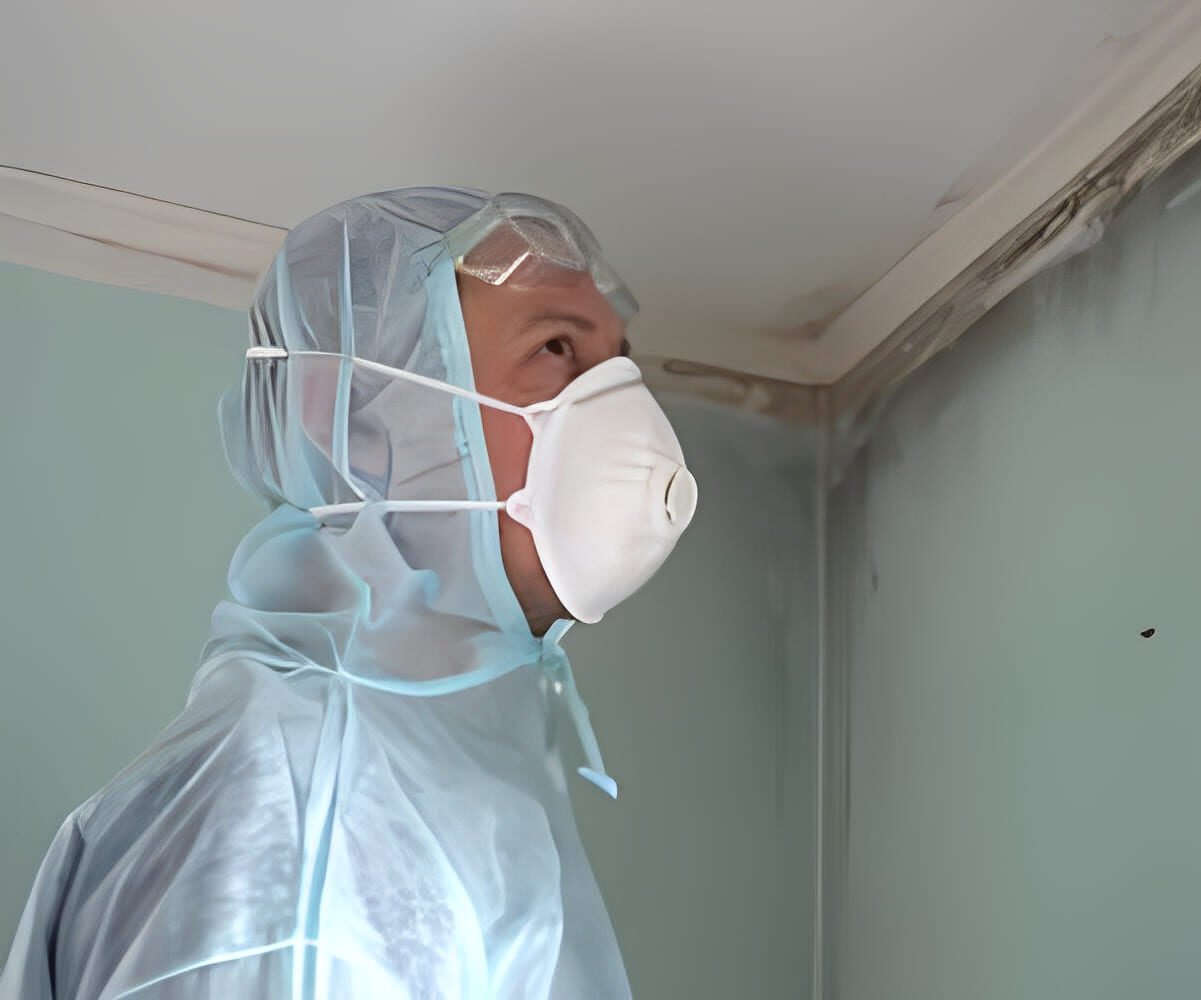 Mold inspector in ppe
