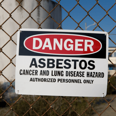 danger asbestos exposure hazard sign