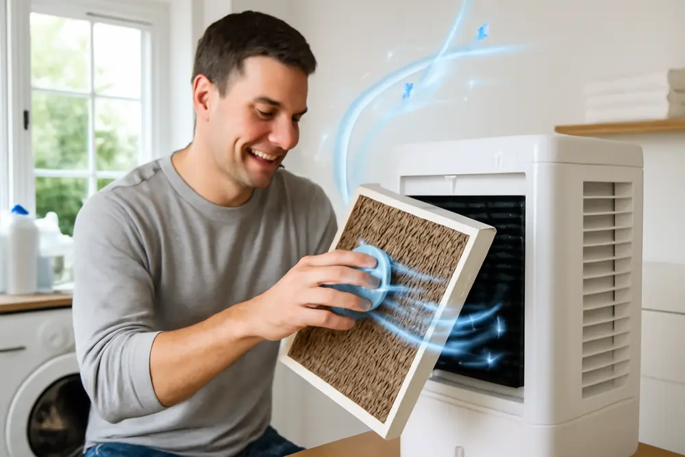 man cleaning the vent